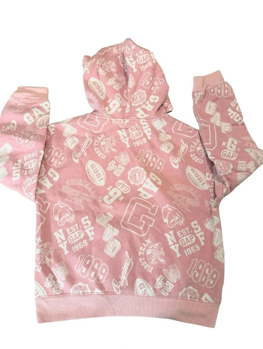 GAP Girls Pink Graphic Hoodie & Blue Jeans 2-Piece Casual Outfit Set